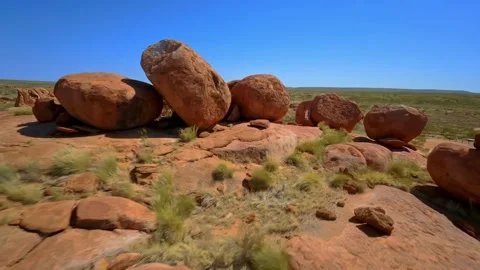 Drone flight of a Rocks formation in the outback, Australia Stock Footage 262933011