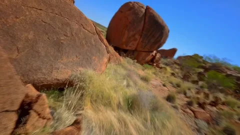 Drone flight of a Rocks formation in the outback, Australia Stock Footage 262939301