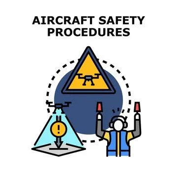Drone flight safety procedures managing airspace regulations Stock Illustration
