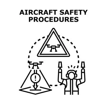 Drone flight safety procedures managing airspace regulations Stock Illustration