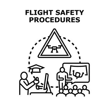 Drone flight safety procedures regulation training course Stock Illustration