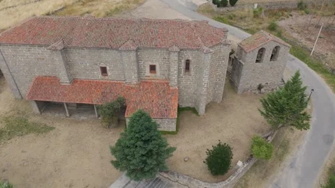 Drone flight in a sanctuary from the middle ages in Avila Spain Vídeos de archivo 293214672