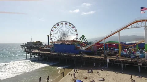 Drone flight of Santa Monica Pier Stock Footage