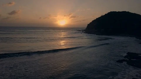 Drone flight on the sea at sunset Stock Footage 94508450