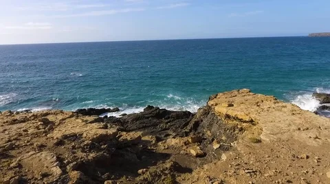 Drone flight from the seashore to the ocean Stock Footage 92120988