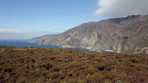 Drone Flight Slieve League Cliffs Ireland County Donegal Stock Footage 90031245