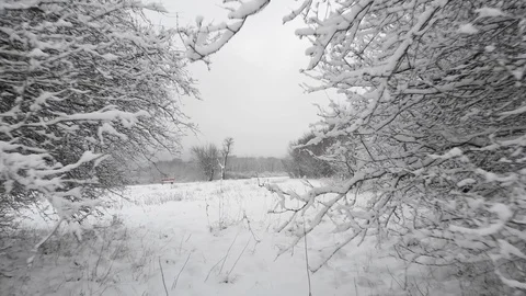 Drone flight in snow landscape Stock Footage 102149505