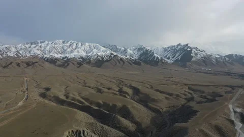 Drone Flight Snow Mountains Scenic Silk Road Grassland Xinjiang Stock Footage 339639416