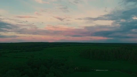 Drone Flight to Sunset Stock Footage 78879256