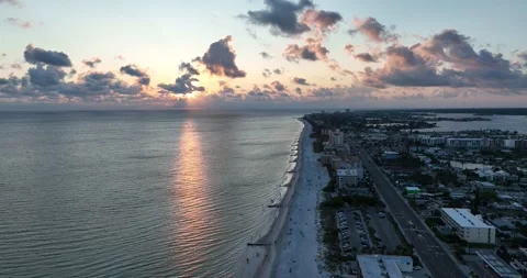 Drone flight at sunset over the beach. Video stock 246892914