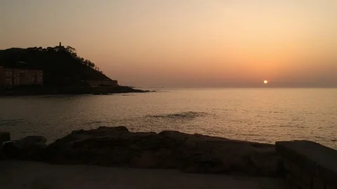 Drone flight taking off into the ocean Stock Footage 123216582