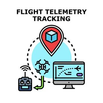 Drone flight telemetry tracking delivery parcel concept 库存插图