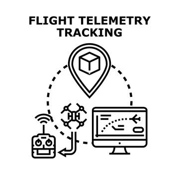 Drone flight telemetry tracking delivery parcel concept Stock Illustration