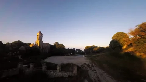 Drone flight through the landscapes of La mussara mountain  of Catalonia, Spain. Video stock 159974552