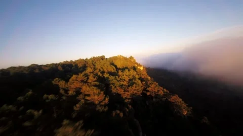 Drone flight through the landscapes of La mussara mountain  of Catalonia, Spain. Vidéo 159974719