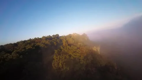 Drone flight through the landscapes of La mussara mountain  of Catalonia, Spain. Video stock 159974819