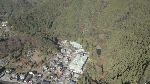 Drone Flight Through Okutama Gorge, Mountains and Infrastructure, Tokyo, Japan Stock Footage 303015601