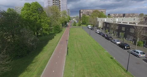 Drone Flight Through A Quiet Street Stock Footage 102520764