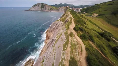 Drone flight through of the Salto del Nervion, North of Spain Stock-Footage 159975261