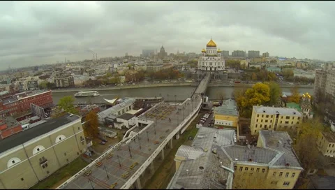 Drone Flight through smoke in Moscow Stock Footage 60115859