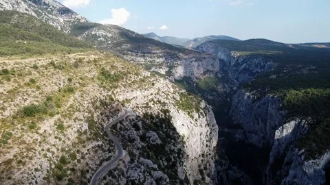 Drone flight through the Verdon Gorge, Provence, France Stock Footage 330658722