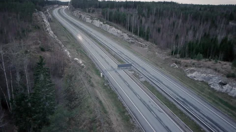 Drone flight time lapse over highway Stockbeeldmateriaal 45172176
