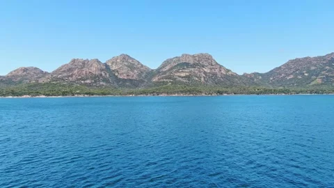 Drone flight towards the Hazards, Freycinet Peninsula, Tasmania, Australia. Stock Footage 149092568
