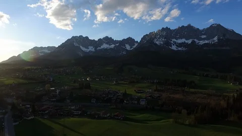 Drone flight towards mountains wilder kaiser Stock Footage 87775630