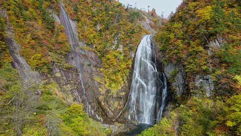 Drone Flight Towards Waterfall Reveals A Rainbow Stock Footage 172962010