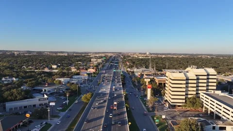 Drone flight with traffic highway 281 San Antonio, Tx Stock Footage 255736355