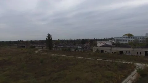 Drone Flight With View Of Old Aircraft Hangers Vídeos de archivo 221785223