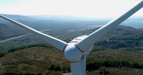 Drone flight of a windmill windmill near the shovels on a windy day Stock Footage 124220404