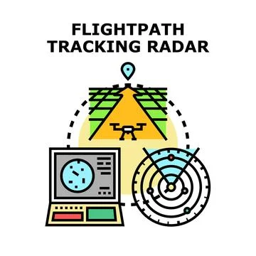 Drone flightpath tracking radar system concept Stock Illustration