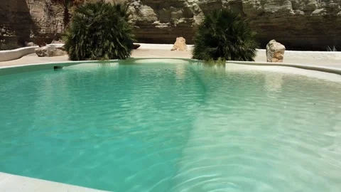 Drone flights over The water pool with turquoise water Stock Footage 273258592