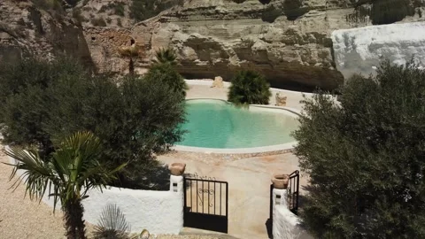 Drone flights over The water pool with turquoise water Video stock 273258611
