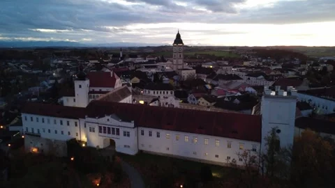 Drone fliing over the old town of enns Stock Footage 320446710