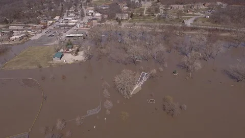 Drone of Flooded Park Stock Footage 105420702