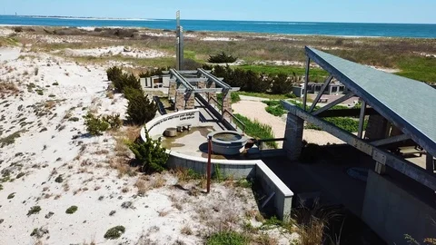 Drone flover 9-11 memorial Cedar Beach Long Island Stock Footage 107723137