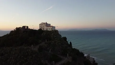 Drone fly 4k sicilia capo d'orlando santuario Stock Footage 155185702