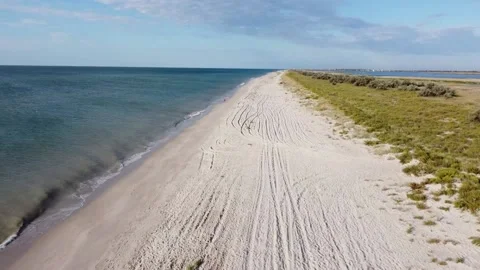 Drone fly above the sea coast beach Stock Footage 183995058