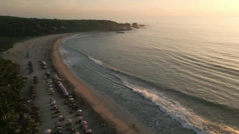 Drone fly above Zicatela la Punta Puerto Escondido Mexico Oaxaca Stock Footage 259062644
