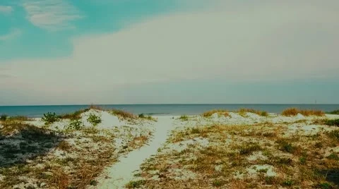 Drone Fly Aerial View Florida Beach Coast Ocean Video stock 67548602