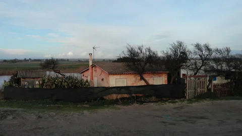 Drone fly around an house on a river side Stock Footage 148507225