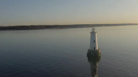 Drone fly around lighthouse Stock Footage 151538437