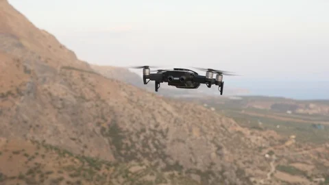 Drone fly away against mountains, Crete Stock Footage 100760047