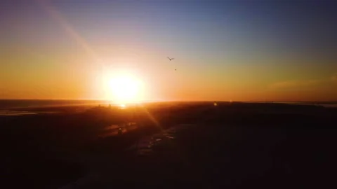 Drone fly into beutiful Long Island Sunset Stock Footage 150578656