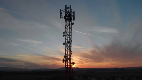 Microwave Antenna on the Signal Tower Stock Image - Image of