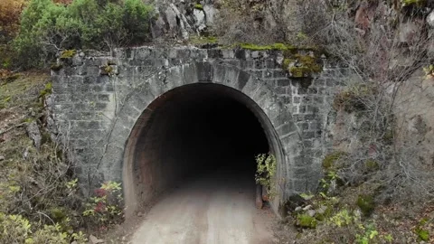 Drone fly into the dark tunnel Stock Footage 158163418