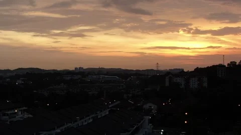 Drone fly up from ground to reveal sunset Stock Footage 292960845