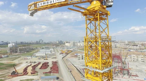 Drone fly over Astana construction Stock Footage 59557029